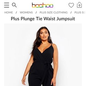 Boohoo Plus Plunge Tie Waist Jumpsuit size 18